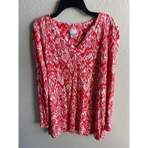❤️Chico’s Ikat Print Linen Tunic Top - Picture 1 of 4